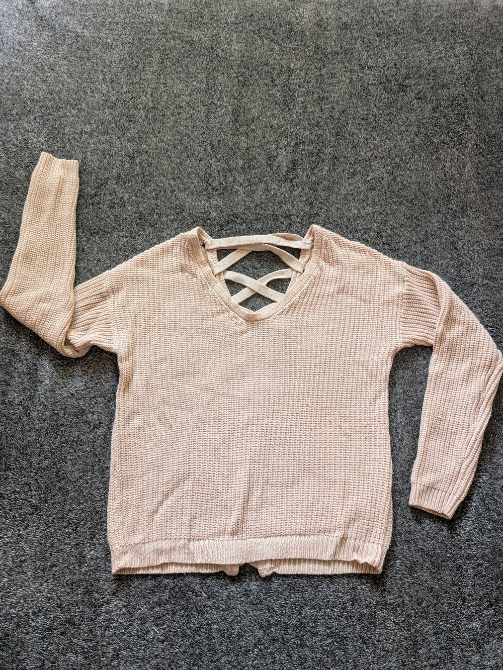 Ardene Women's Crisscross V-Neck Sweater - Blush Pink